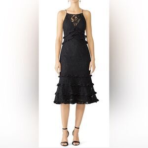 Keepsake Black Catch Me Lace Midi Dress Size XS